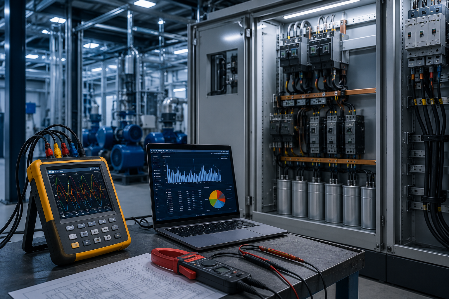 Analisi power quality con strumentazione e software in cabina elettrica industriale